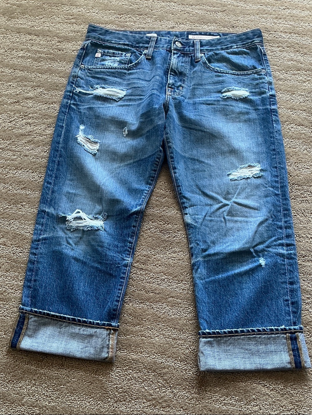 AG Adriano Goldschmied Women's Distressed Ex-Boyfriend Crop 17YR DAM size 29 US